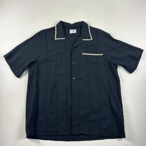 NN07 No Nationality Julio Seersucker Camp Shirt Short Sleeve Button‎ Up Mens 2XL